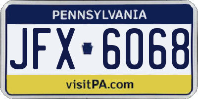 PA license plate JFX6068