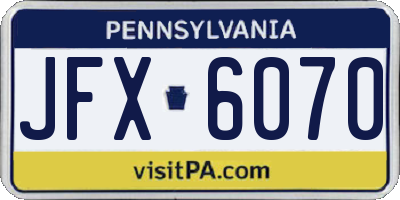 PA license plate JFX6070