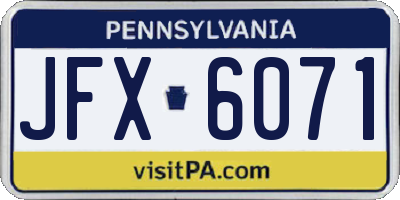 PA license plate JFX6071