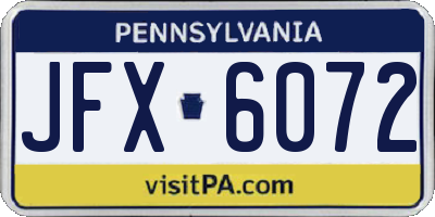PA license plate JFX6072