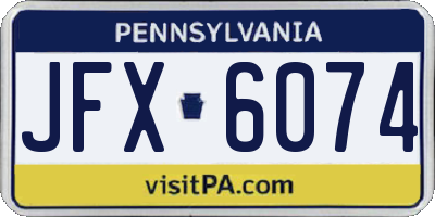 PA license plate JFX6074