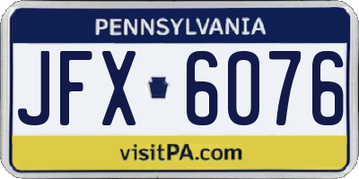 PA license plate JFX6076