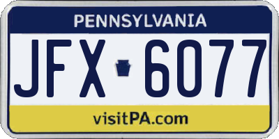 PA license plate JFX6077
