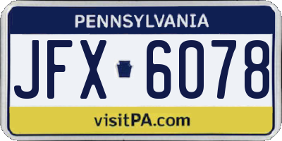 PA license plate JFX6078