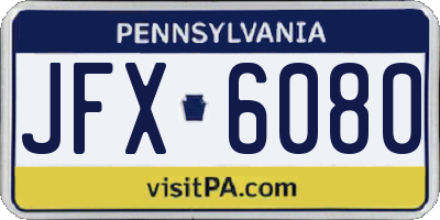 PA license plate JFX6080