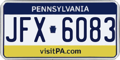 PA license plate JFX6083
