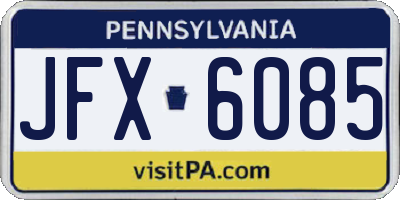 PA license plate JFX6085