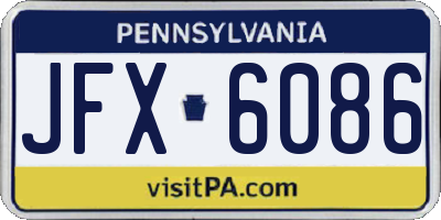 PA license plate JFX6086