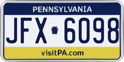 PA license plate JFX6098
