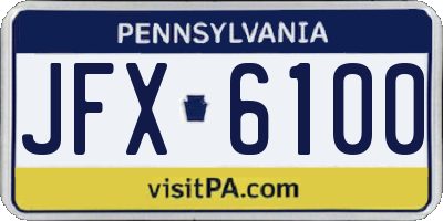 PA license plate JFX6100