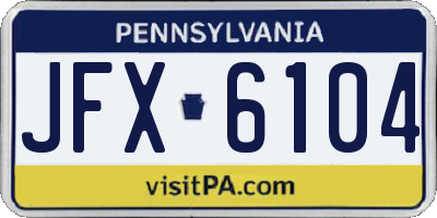 PA license plate JFX6104