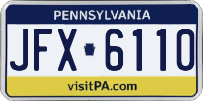 PA license plate JFX6110