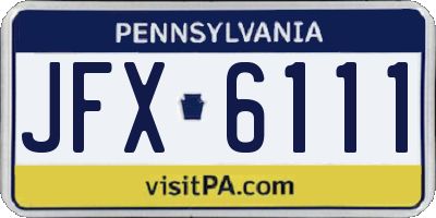 PA license plate JFX6111