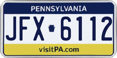 PA license plate JFX6112