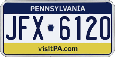 PA license plate JFX6120