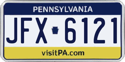 PA license plate JFX6121