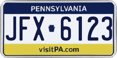 PA license plate JFX6123