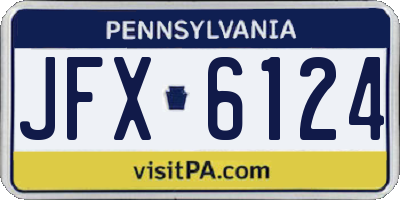 PA license plate JFX6124