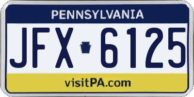 PA license plate JFX6125