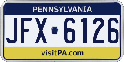 PA license plate JFX6126