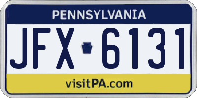 PA license plate JFX6131