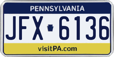 PA license plate JFX6136