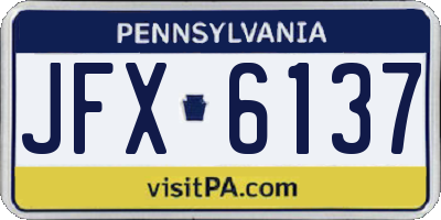 PA license plate JFX6137