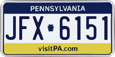 PA license plate JFX6151