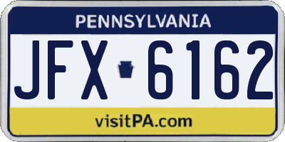 PA license plate JFX6162
