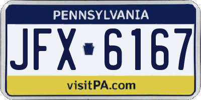 PA license plate JFX6167
