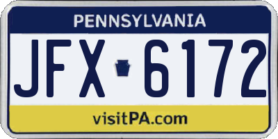 PA license plate JFX6172