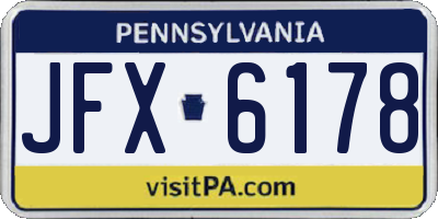 PA license plate JFX6178
