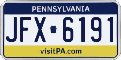 PA license plate JFX6191