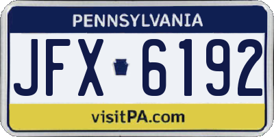 PA license plate JFX6192