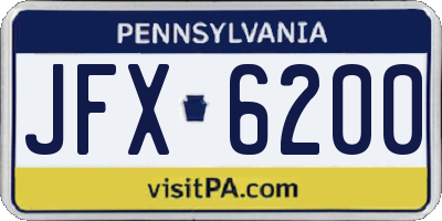 PA license plate JFX6200
