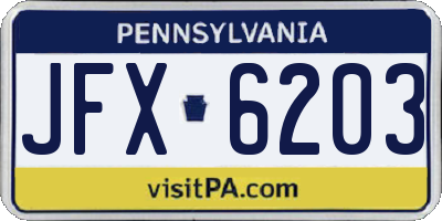 PA license plate JFX6203