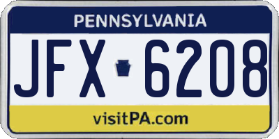 PA license plate JFX6208