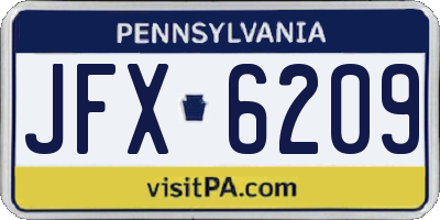 PA license plate JFX6209