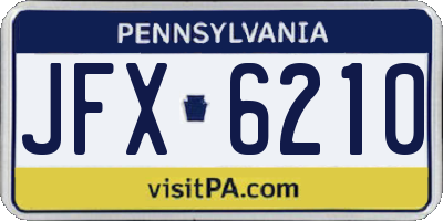 PA license plate JFX6210