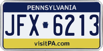 PA license plate JFX6213