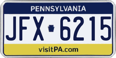 PA license plate JFX6215