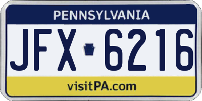 PA license plate JFX6216