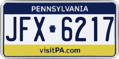 PA license plate JFX6217