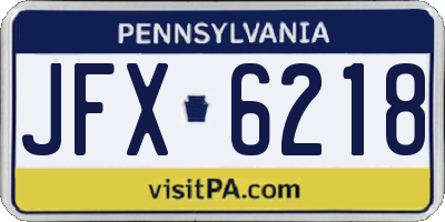 PA license plate JFX6218