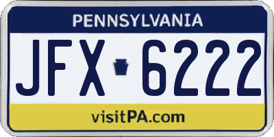 PA license plate JFX6222