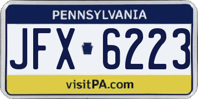 PA license plate JFX6223