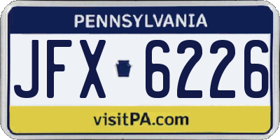 PA license plate JFX6226