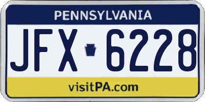 PA license plate JFX6228