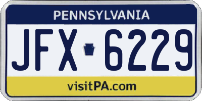 PA license plate JFX6229