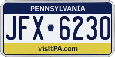 PA license plate JFX6230
